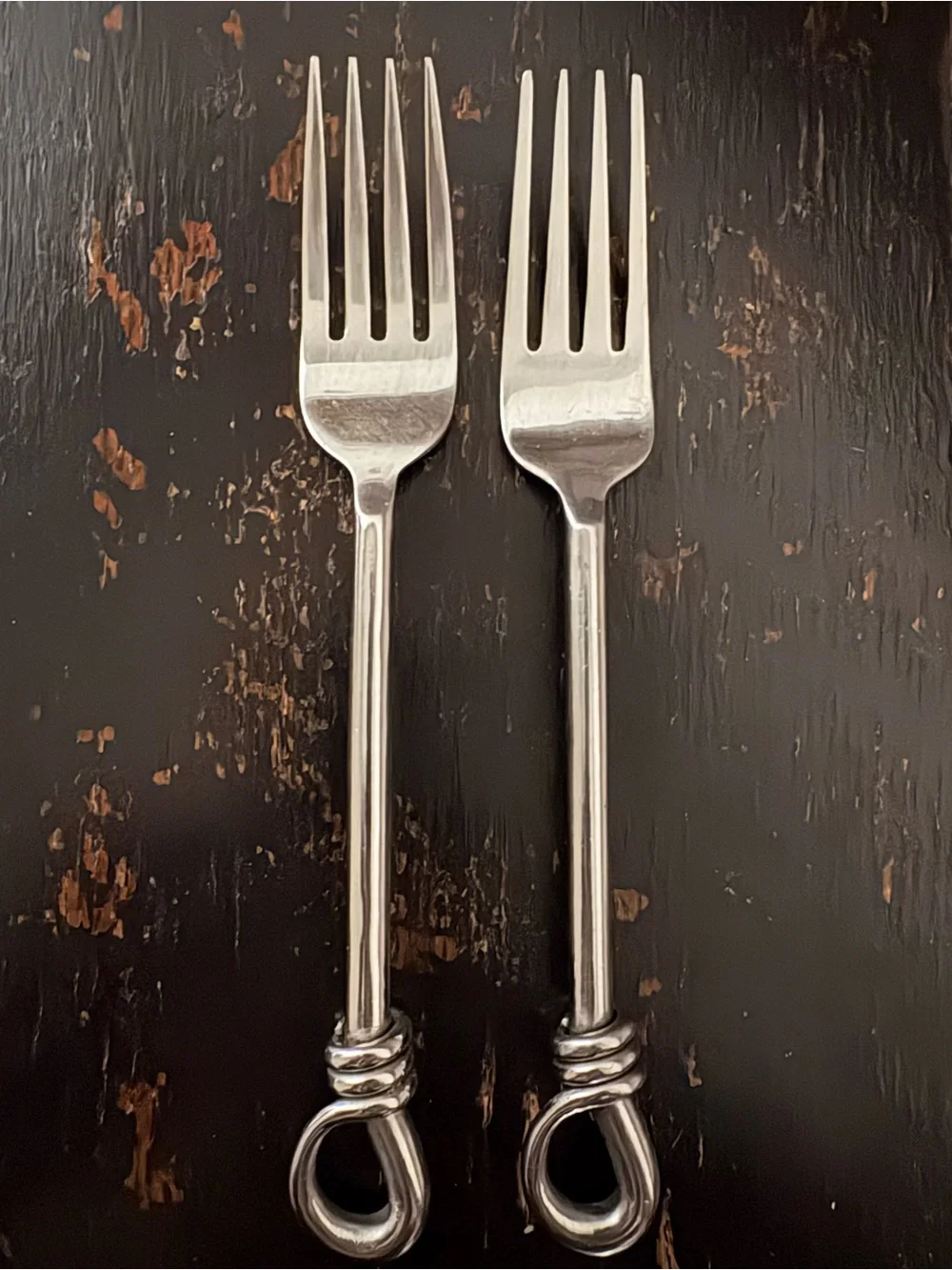 Gibson CUOMO Stainless DINNER FORKS Open Ring Tip 18/8 Glossy Flatware Set of 2